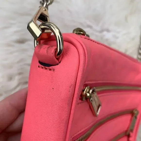 Rebecca Minkoff 3 Zip Mini MAC clutch crossbody bag Bright Hot Neon Pink Barbie - Picture 5 of 8